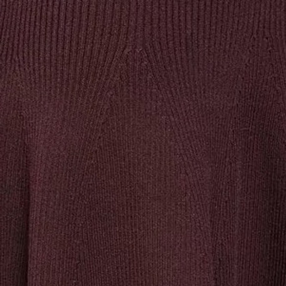 Reiss Mimi Ribbed Berry Knit Turtleneck Dress Small Fluted Hem Chic Minimalist - Picture 3 of 9